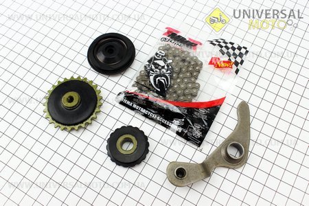 Ланцюг розподільного валу 110см.куб. - 25H-84L + ролики 3шт + коромисло. TMMP (Запчастини для мопеда Дельта / UM3188-V61)