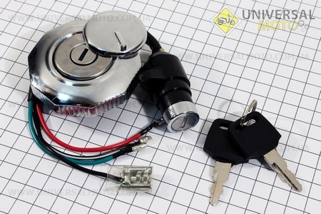 Замки комплект (запалювання + кришка бака кругла). Китай (Запчастини на скутер Viper Alpha / UM3190-V14)