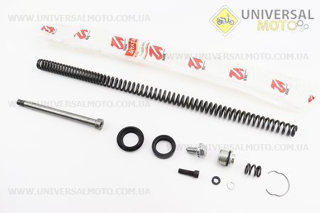 Ремонтний комплект амортизатора переднього - 11 деталей (пружина, шток, сальник, пильовик, інше). TATA (Запчастини для мопеда Дельта / UM3190-V24)