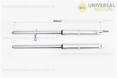 Амортизатор передній (пір'я), лівий, правий. комплект L-655мм; d-27мм. TATA (Запчастини на скутер Viper Alpha / UM3190-V94)
