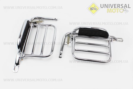 Багажник задний + подножки " Хром " + откидная грузовая боковая платформа (лев, прав.), комплект. Китай (Мопед Alpha / UM3192-V12)