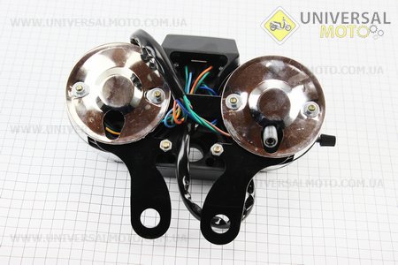 Спідометр в зборі "подвійний" 120 км / ч тахометр електронний (вузьке кріплення, 2 фішки мама). Китай (Запчастини на скутер Viper Alpha / UM3192-V92)