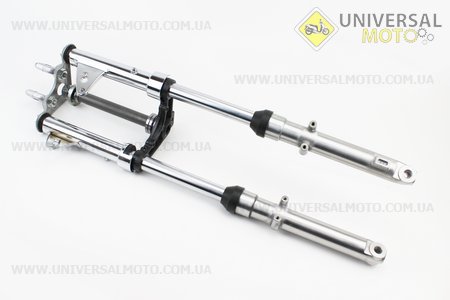Амортизатор передній (пір'я), лівий, правий. комплект L-660мм; d-27мм + траверс + кріплення фари, тип 2. Китай (Запчастини на скутер Viper Alpha / UM3193-V02)