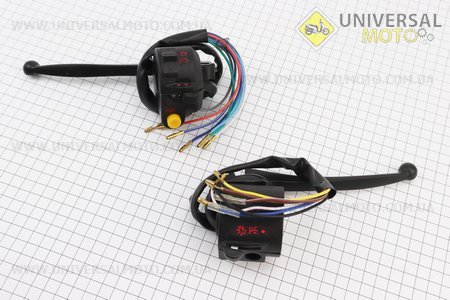 УЦІНКА ALPHA Блок кнопок на кермі лівий, правий комплект з важелями (під дзеркала М10) ALPHA (зламана кнопка, не працюють перемикачі, НА ЗАПЧАСТИНИ). Китай (Запчастини на скутер Viper Alpha / UM3193-V11)