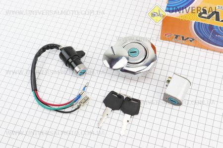 Замки комплект (запалювання, керма та кришка баку кругла). TVR (Запчастини на скутер Viper Alpha / UM3193-V18)