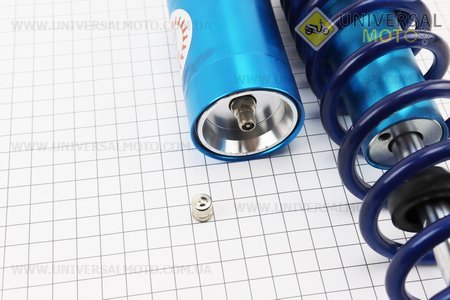 Амортизатор задній JH / CB / CG - 340мм * d 61 мм (втулка 10;12мм / втулка 10;12мм) газовий регульов, синій. TATA (Запчастини на мотоцикл / UM3193-V24)