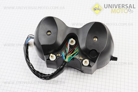 Спідометр в зборі "подвійний" 140 км / ч тахометр електронний (вузьке кріплення, 1 фішки тато) (Musstang Alfa New MT125-8F). TATA (Запчастини на скутер Viper Alpha / UM3193-V33)