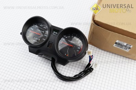 Спідометр в зборі "подвійний" 140 км / ч тахометр електронний (вузьке кріплення, 1 фішки тато) (Musstang Alfa New MT125-8F). TATA (Запчастини на скутер Viper Alpha / UM3193-V33)