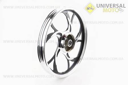 Диск задній литий 1,6-17" ALPHA/ACTIVE "хвиля", чорний (вісь 12мм). Китай (Запчастини для мопеда Дельта / UM3200-V14)