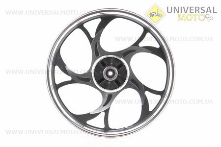 Диск задній литий 1,6-17" ALPHA/ACTIVE "хвиля", чорний (вісь 12мм). Китай (Запчастини для мопеда Дельта / UM3200-V14)