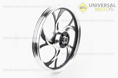 Диск задній литий 1,6-17" ALPHA/ACTIVE "хвиля", чорний (вісь 12мм). Китай (Запчастини для мопеда Дельта / UM3200-V14)
