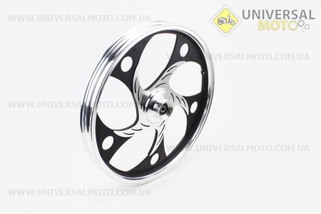 Диск передній литий 1,4-17" ACTIVE "хвиля", чорний "під дискове гальмо" (вісь 12мм). Китай (Запчастини для мопеда Дельта / UM3200-V15)