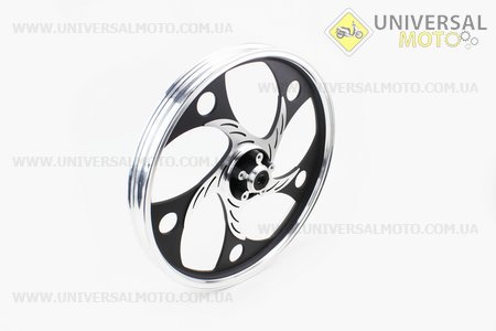 Диск передній литий 1,4-17" ACTIVE "хвиля", чорний "під дискове гальмо" (вісь 12мм). Китай (Запчастини для мопеда Дельта / UM3200-V15)
