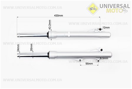 Амортизатор передній (пір'я), лівий, правий. комплект 430мм. Viper (Запчастини на скутер Viper Active / UM3201-V99)