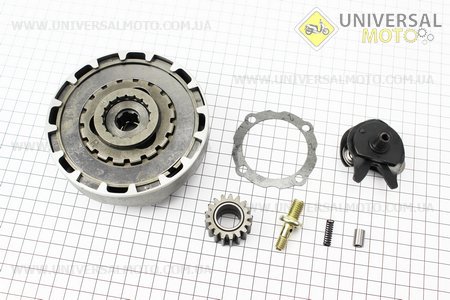 Зчеплення трьохдискове в зборі (кошик) Active 110см.куб. - "автомат" + 5 деталей. Китай (Запчастини для мопеда Дельта / UM3202-V02)