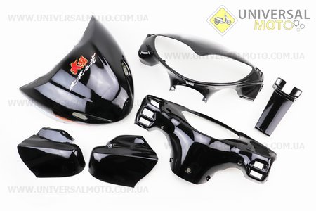 пластик - ПОЛНЫЙ комплект - 17 деталей, Черный . Китай (Мопед Viper Active / UM3202-V12)
