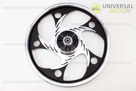 Диск задній литий 1,6-17" ALPHA/ACTIVE "хвиля", чорний (вісь 12мм). Viper (Запчастини для мопеда Дельта / UM3202-V14)