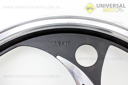 Диск задній литий 1,6-17" ALPHA/ACTIVE "хвиля", чорний (вісь 12мм). Viper (Запчастини для мопеда Дельта / UM3202-V14)