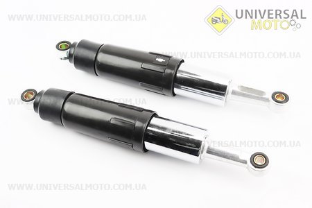 Амортизатор задній JH / CB / CG - 330мм * d60мм (втулка 12мм / втулка 10мм) закритий регульований, Чорний комплект 2шт. Китай (Запчастини для мопеда Дельта / UM3202-V71)