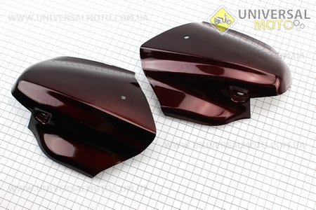 пластик - вставки переднего крыла левая, прав, комплект 2 штуки, бордовий, Тип №2. Китай (Мопед Active / UM3203-V10)
