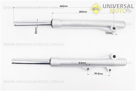 Амортизатор передній лівий, правий комплект 445мм. Китай (Запчастини на скутер Viper Active / UM3203-V65)
