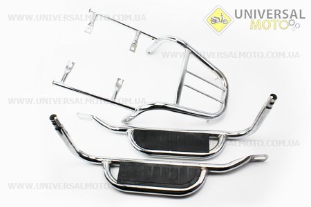 Багажник задній + підніжки комплект "хром" тип 1. Китай (Запчастини на скутер Viper Active / UM3203-V67)
