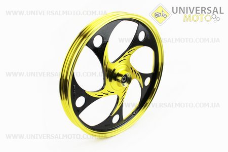 Диск передній литий 1,4-17 "ACTIVE" хвиля ", чорний / жовтий" під дискові гальма "(вісь 12мм). Китай (Запчастини на скутер Viper Active / UM3203-V75)