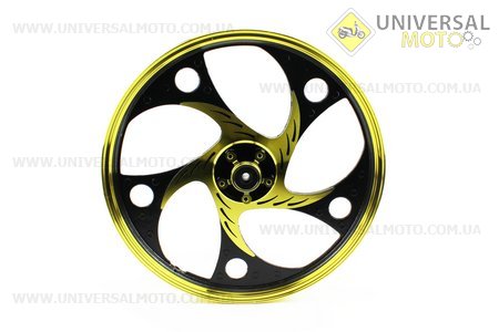 Диск передній литий 1,4-17 "ACTIVE" хвиля ", чорний / жовтий" під дискові гальма "(вісь 12мм). Китай (Запчастини на скутер Viper Active / UM3203-V75)