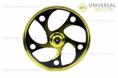 Диск передній литий 1,4-17 "ACTIVE" хвиля ", чорний / жовтий" під дискові гальма "(вісь 12мм). Китай (Запчастини на скутер Viper Active / UM3203-V75)