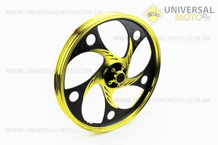 Диск передній литий 1,4-17 "ACTIVE" хвиля ", чорний / жовтий" під дискові гальма "(вісь 12мм). Китай (Запчастини на скутер Viper Active / UM3203-V75)