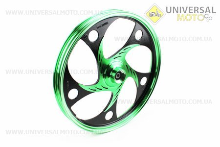 Диск передній литий 1,4-17" ACTIVE "хвиля", чорний/зелений "під дискове гальмо" (вісь 12мм). Китай (Запчастини на скутер Viper Active / UM3203-V76)