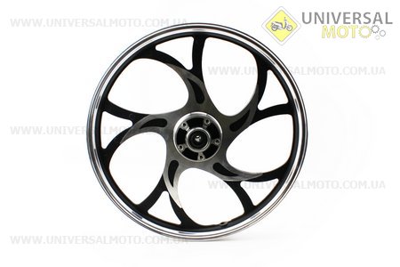 Диск передній литий 1,4-17 "ACTIVE" хвиля ", чорний" під дискові гальма "(вісь 12мм), тип 1. Китай (Запчастини на скутер Viper Active / UM3203-V84)