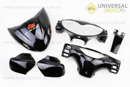 УЦІНКА пластик - ПОВНИЙ комплект - 17 деталей, чорний (невелика тріщина на голові). Китай (Запчастини на скутер Viper Active / UM3204-V05)