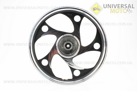 Диск задній литий 1,6-17" ALPHA/ACTIVE "хвиля", чорний (вісь 12мм). TATA (Запчастини на скутер Viper Active / UM3204-V31)