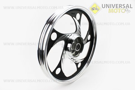 Диск задній литий 1,6-17" ALPHA/ACTIVE "хвиля", чорний (вісь 12мм). TATA (Запчастини на скутер Viper Active / UM3204-V31)