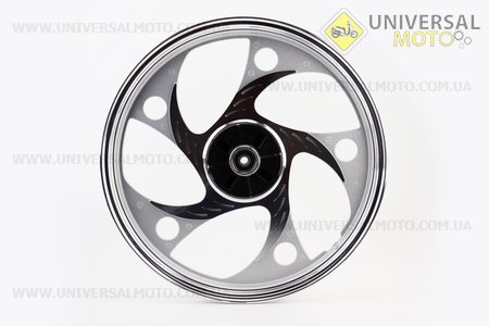 Диск задній литий 1,6-17 "ALPHA / ACTIVE" хвиля ", сріблястий (вісь 12мм). Китай (Запчастини для мопеда Дельта / UM3204-V56)