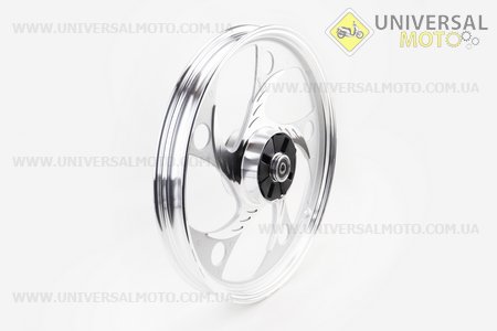 Диск задній литий 1,6-17 "ALPHA / ACTIVE" хвиля ", сріблястий (вісь 12мм). Китай (Запчастини для мопеда Дельта / UM3204-V56)