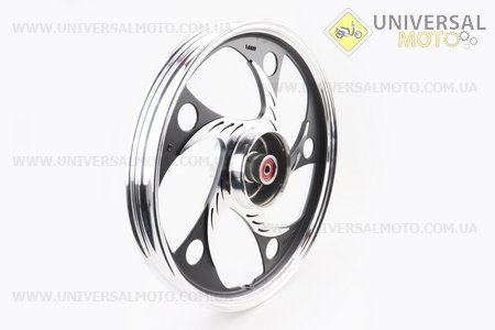 Диск задній литий 1,6-17" ALPHA/ACTIVE "хвиля", чорний (вісь 12мм). Китай (Запчастини на скутер Viper Active / UM3204-V87)