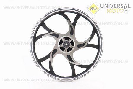 Диск передній литий 1,4-17" ACTIVE "хвиля", чорний "під дискове гальмо" (вісь 12мм), тип1. TATA (Запчастини на скутер Viper Active / UM3204-V96)