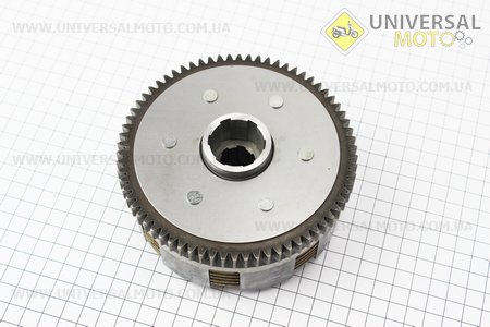 Зчеплення, маховик у зборі (4 болти, маховик 70 зуб.) CB-125см.куб.. Китай (Запчастини на мотоцикл з двигуном CB / UM3210-V32)