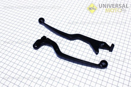 Важіль керма лівий, правий комплект 2шт (під зчеплення \ дискові гальма), чорний. Китай (Запчастини на мотоцикл Viper 125-150J / UM3212-V93)