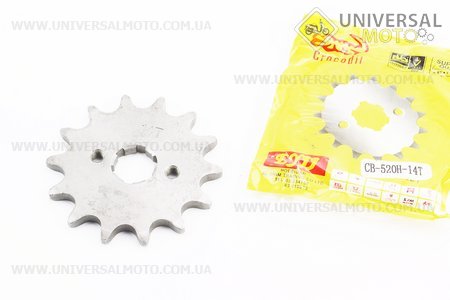 Зірка передня CG / CB-520H-14T. Crocodil (Запчастини на мотоцикл Viper 125-150J / UM3214-V75)