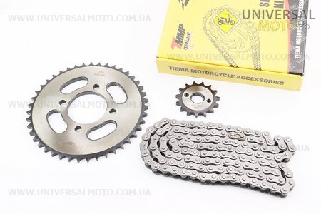 Зірки, ланцюг комплект ZS125J-428-118L + 43T + 15T "гартована" (в коробці). TMMP (Запчастини на мотоцикл Viper 125-150J / UM3215-V34)