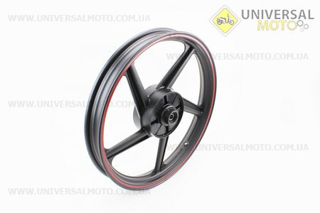 Диск колесный задний литой 18Х1,85 (под резинки) "лучи" Черный (ось 15мм), Тип №1. Китай (Двигатель CB125-250см3 / UM3215-V55)