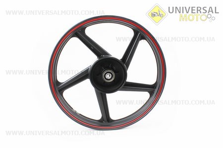 Диск колесный задний литой 18Х1,85 (под резинки) "лучи" Черный (ось 15мм), Тип №1. Китай (Двигатель CB125-250см3 / UM3215-V55)