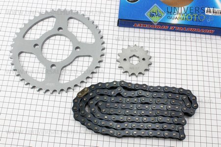 Зірки, ланцюг комплект ZS125J-428-116L + 43T + 15T (в коробці). Китай (Запчастини на мотоцикл Viper 125-150J / UM3217-V67)