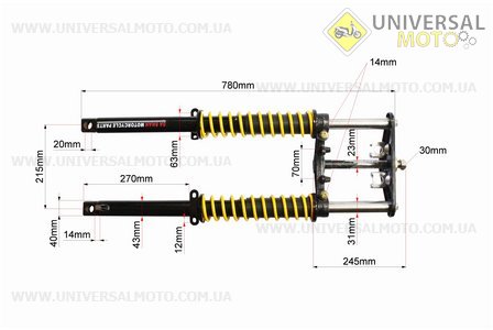 Амортизатор передний 2 штуки, траверс, крепление в сборе "вилка". Китай (Мотоцикл Viper Zubr / UM3230-V28)