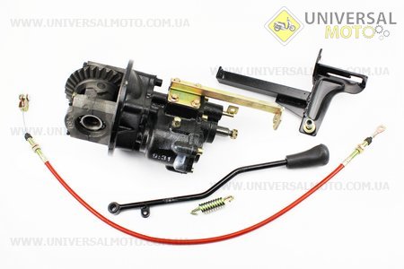 Редуктор моста ведущего в зборі 9Т: 31т із заниженою передачею в зборі (редуктор, трос, важіль) комплект. Китай (Запчастини на мотоблок Зубр / UM3231-V55)