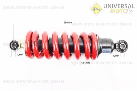 Амортизатор задній МОНО 250мм * d70мм (втулка 10мм / втулка 10мм) червоний. NC (Запчастини на мотоцикл / UM3240-V43)