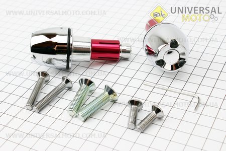 Заглушка - отбойник руля H310R1 "ХРОМ" c LED подсветкой, d=14-22mm, к-кт 2шт